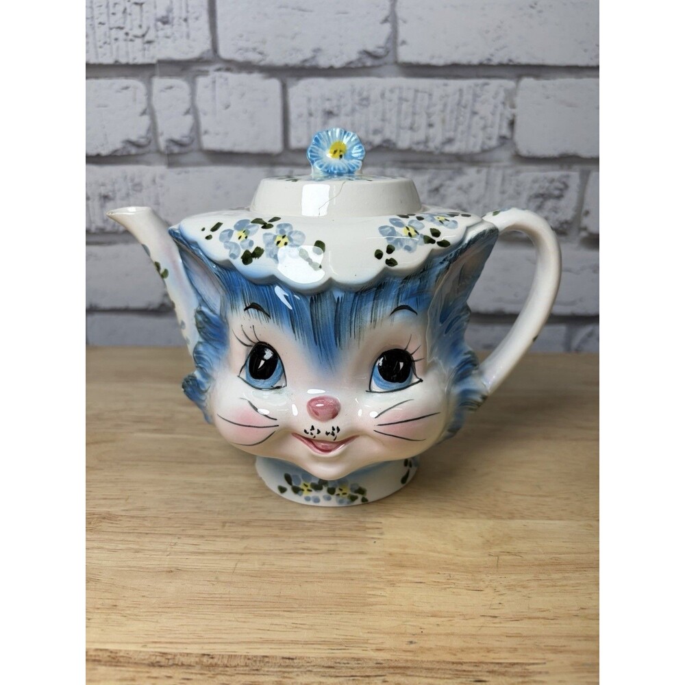 Lefton Miss Priss Kitty 4 Cup Teapot Tea Pot #1516 Japan Anthropomorphic Vintage